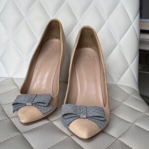 J. Crew Beige and Gray Heels with Bow